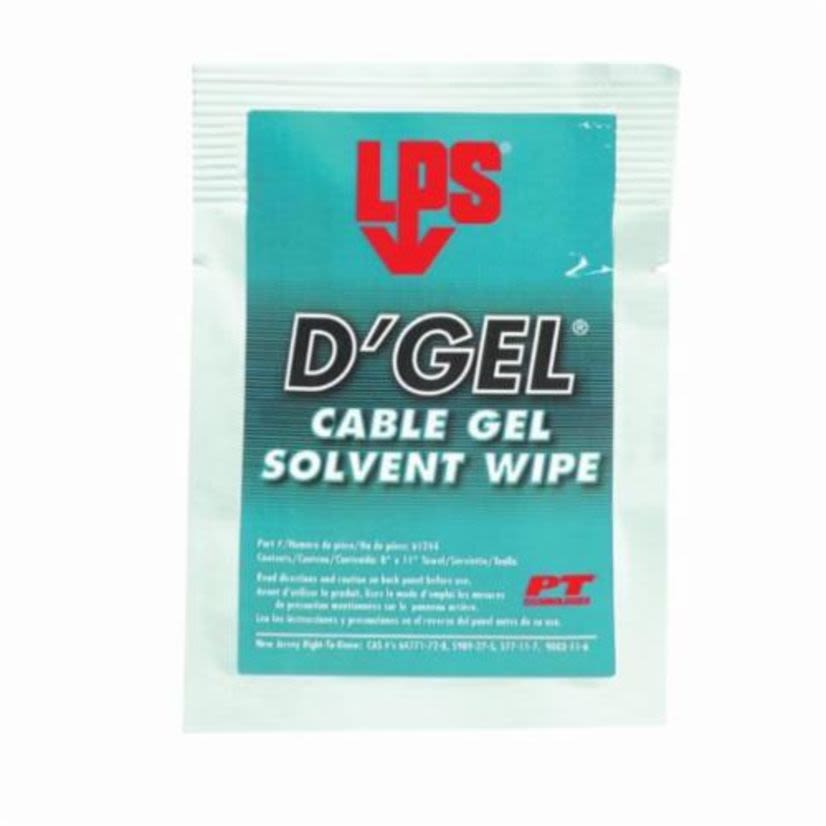 LPS 61244 DGel Cable Gel Solvent, 1 Wipe, Orange Odor/Scent, Clear Water White, Liquid Form